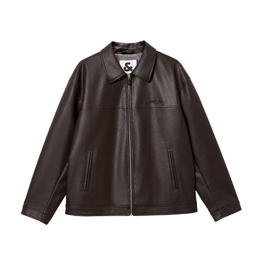 JACK&JONES men's autumn fashion trend American motorcycle imitation pebbled PU loose lapel jacket 2253P3008