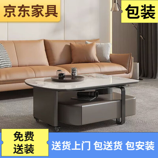 
Rock slab tea table modern simple living room home coffee table small apartment rotating Italian rock slab tea table TV cabinet 14070 Fish belly white rotating tea table 100 real rock slab