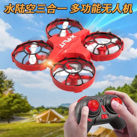 GHH Water, Land, Air, Tres en uno Mini Drone Black Technology Modelo de control remoto Modelo Quadcopter Boy and Children's Aircraft Toy [Número de vislumbrar-dron brue] [Aqua, tierra, tierra, [2 baterías + cuchillas de viento de respaldo