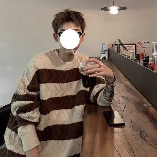 Digada 2025 Winter neuer japanischer langärmeliger langer lose Stirnband gestreifter runder Nackenpullover Männer Design Sinn Nische Oversize DDD- 841 Grau 2xl