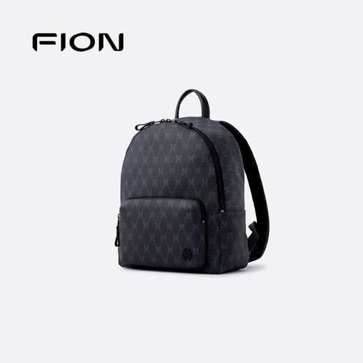 FION菲安妮Fion/菲安妮老花双肩包新款大容量旅行轻便电脑包包男士背包 经典黑