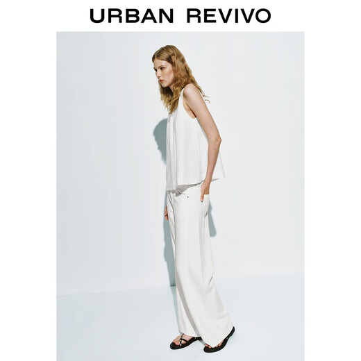 UR2025夏季新款女装简约气质通勤纯色阔腿休闲长裤UWM850148 本白 28