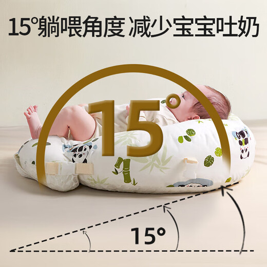 Moir Rabbit Slope Pillow Infant and Toddler Anti-vomiting Slope Pad Nursing Pillow 0-3 Years Old Newborn Baby Lying Down Pillow Breastfeeding Artifact Full Category A丨Panda Cotton Yarn + Mesh + Removable and Washable 7A Antibacterial 100% Healthy Pure Cotton Fabric