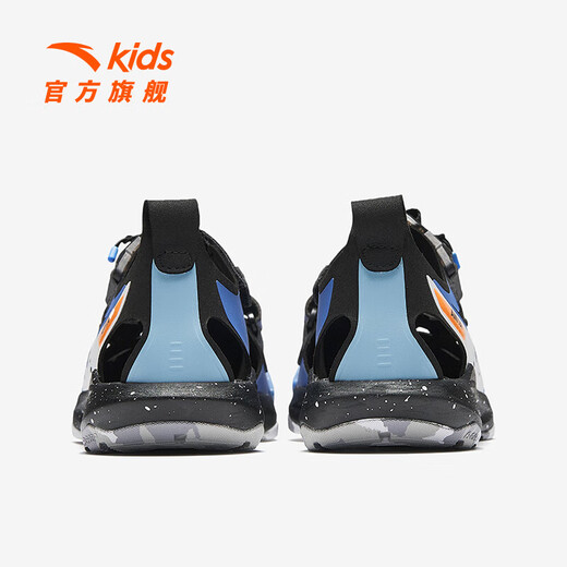 ANTA children's sandals, boys' shoes, 25-year summer Qingyu Baotou outdoor comfortable student beach shoes, water-soluble blue/black/Anta white-1 38