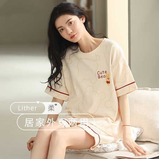 先行鸟2025年新款啄木鸟夏季睡衣女纯棉短袖短裤薄款甜美家居服两件套装 YZT9859短袖套装 L码[建议100-120斤穿] 均码