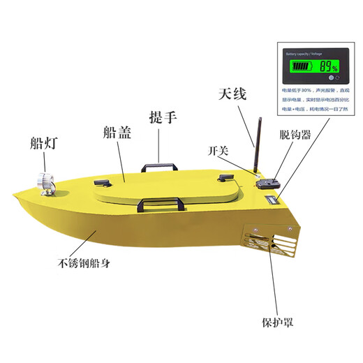 
GPS positioning automatic remote control electric fishing anchor fishing boat bait boat GPS stainless steel four-pad reinforced version 25000mA 1 battery