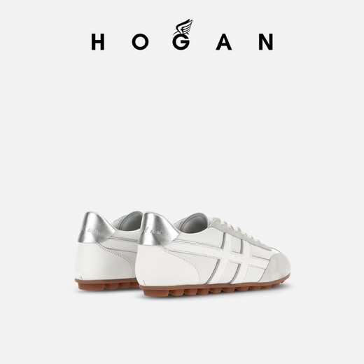 Hogan Frauenschuhe Neue Läufer Serie H693 Fashion Retro bequeme Freizeitschuhe Eins Schuhe Weiß/Silberschwanz 37.5