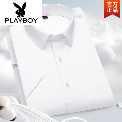 Playboy (Playboy) Langer Velvet Baumwolle kurzärmeliges Hemd für Männer 2025 Frühlings- und Sommergeschäft Formale Kee professionelle Arbeitskleidung Casual Solid Color Shirt Top DX6623 40
