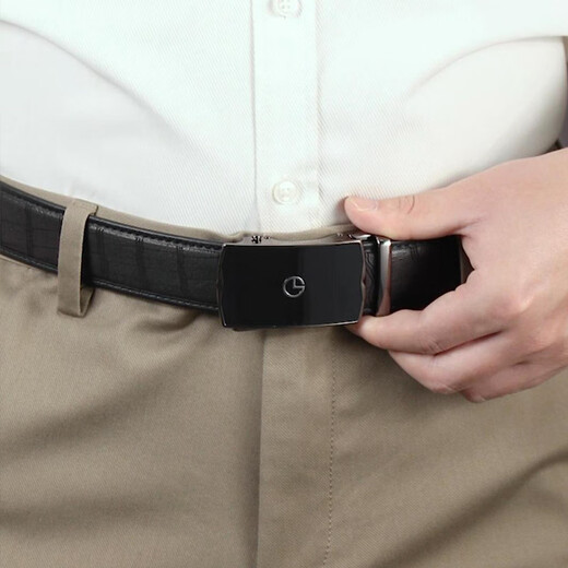 Goldlion men's belt automatic buckle belt high-end wooden gift box deerskin cowhide trouser belt birthday gift for dad