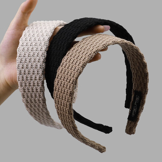 Press hair band 2025 new high-end knitted clip female style fashionable face wash headband headband headband 1# black classic versatile