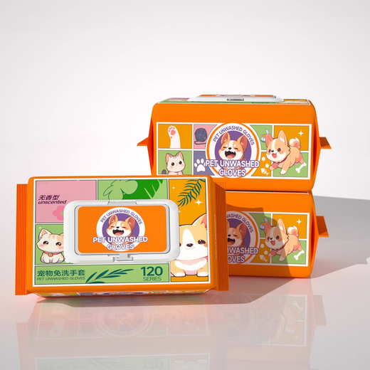 OUOETY Pet Disposable Gloves Wet Wipes Cat and Dog Wet Wipes Thickened Large Pack Bath-Free Dry Cleaning Cleaning Deodorizing Wet Wipes 2 Large Packs 100 Pet Cleaning Gloves