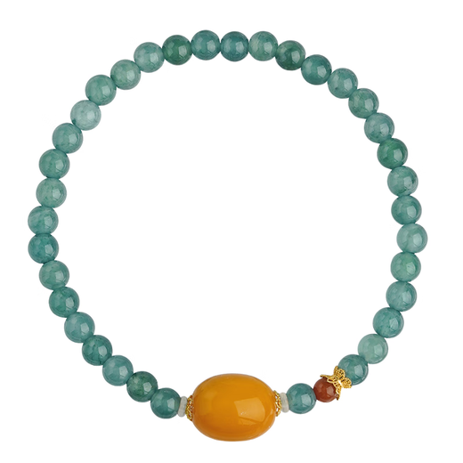 Potala Palace's unique jadeite beeswax approximately 7g jade bracelet 18K gold flower agate bracelet for women as a birthday gift for girlfriend