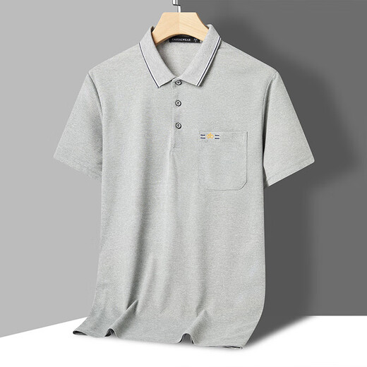 
LA HaiLan Home (HLA) The same style, the same style, the middle-aged and elderly men's short-sleeved polo shirt, middle-aged summer loose top 9903 white strips M 165_[115Jin[Jin equals 0.5 kg]]
