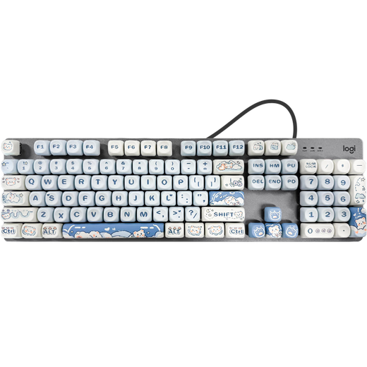 Logitech K845 Mechanische Tastatur Backstreuit Kabeltastaturspiel E-Sporttastatur Tee Green und Rotachse Keyboard DIY Keycap Office-Tastatur und Maus-Set in voller Größe 104 Tastatur K845-Ice Cream Bärenschlüsselkap Teespindle