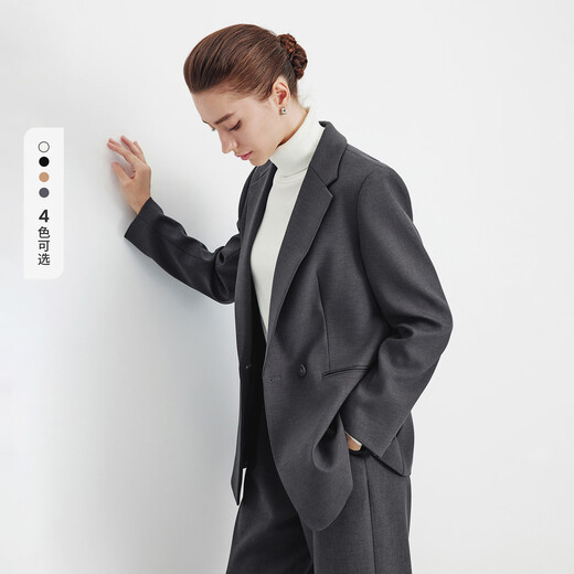 纳维凯尔意大利小帆船女士通勤休闲西服简约利落西装外套2331804506 灰XL