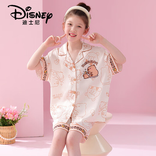Disney Girls Pyjama Summer Ice Seide Dünne Kurzarmanzug Kinder Mädchen Cartoon niedliche modische mittelgroße und große Kinder Heimkleidung G-6628# Jiyikawa 170 Größe 18 [Höhe 150-155 cm]