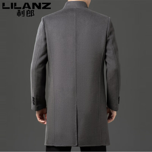 Lilan Men's Goose Down Liner Double-sided Cashmere Coat Men's Medium Long Stand Collar Wool Woolen Coat Thickened Black/Removable Goose Down Liner 3XL 190 Recommended 165-180 Jin Jin equals 0.5 kg