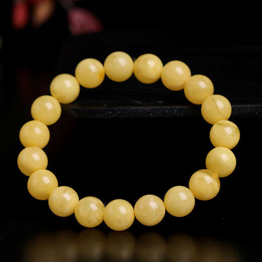 ADRIUS luxury high-end beeswax bracelet for women, lemon yellow honey amber round bead single circle bracelet, bead diameter is about 11mm