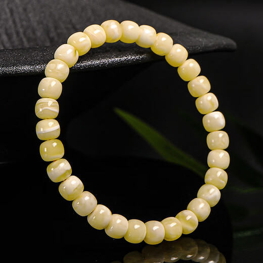 Moon Seal Baichuan Beeswax Bracelet for Men and Women, White Flower Wax Straight Cut Buddha Beads, Single Circle Bracelet, Comes with a Certificate of Good Luck Gift Box