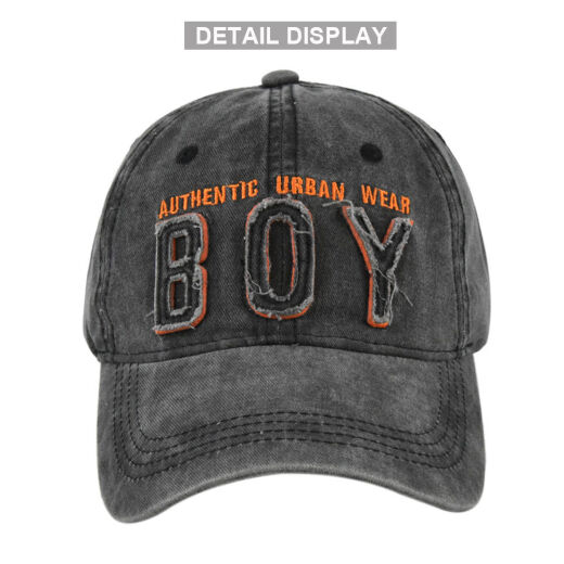 Junge Junge grenzüberschreiterer Junge bestickter Baseballmütze Wäsche dreidimensional gestickte Baseballkappe Retro Hut Sonnenhut Frauenhut 11301-1 Schwarz einstellbar