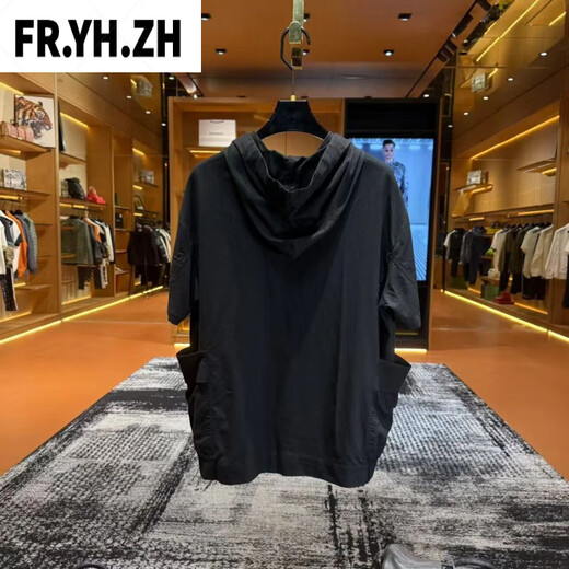 Fr.yh.zh Aisha Hand F6636 Einfacher Stil mit Kapuze mit Kapuzenkurzschläfen am Sommer atmungsaktives Nischendesign für Männer vielseitig. T-Shirt Black L 110-130jin [Jin ist 0,5 kg]