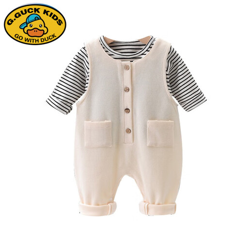 G.DUCKKIDS baby overalls set spring and autumn baby spring two-piece set boys 2025 new children's clothes women's style striped overalls cover dark gray 90 recommended height 80-90cm 1 and a half years old - about 2 years old