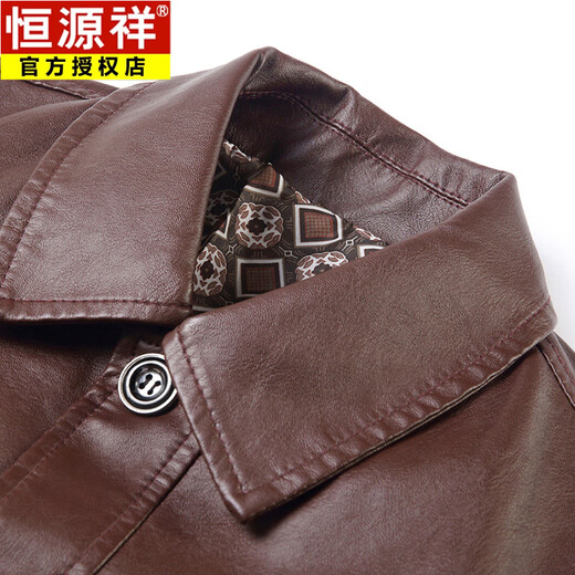 Hengyuanxiang men's leather jacket autumn and winter new style velvet thickened leather jacket Korean style trendy top warm lapel motorcycle jacket QCC-981 black velvet 2XL