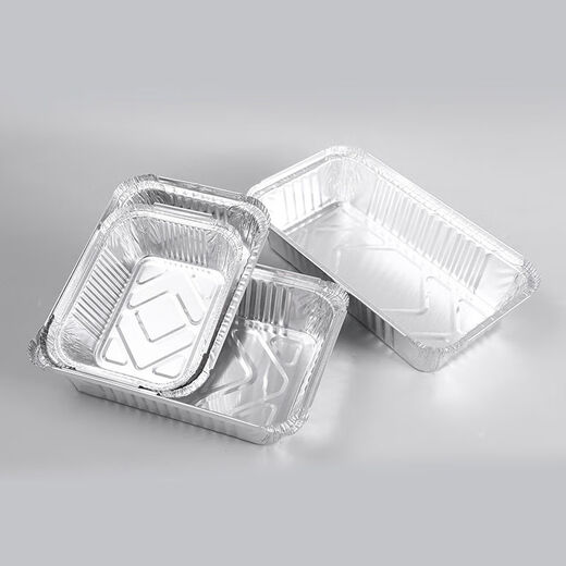 BBQ tin foil box 500 pieces pack rectangular takeaway disposable aluminum foil lunch box packing box with lid manufacturer wholesale 3524 fish plate 100 pieces