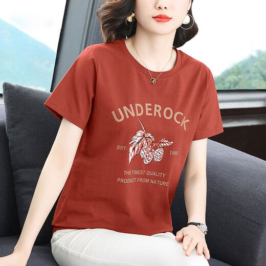 RTWK妈妈装50-60岁洋气遮肚子t恤女胖人上衣黑色短袖2025夏装新款中年 6636#黑色UN 2XL 建议125-140斤