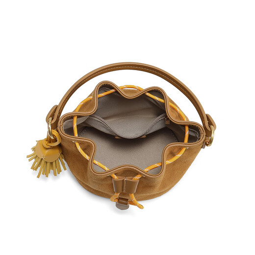 Belle Bag Women's 25 Autumn Shopping Mall same retro suede casual one-shoulder crossbody hand bucket bag X7387CX5 Brown F