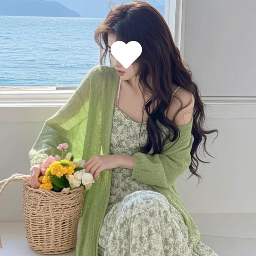 子木雅居韩系新款针织开衫碎花连衣裙两件套 外套 3882W# 3XL 【建议145-160斤】