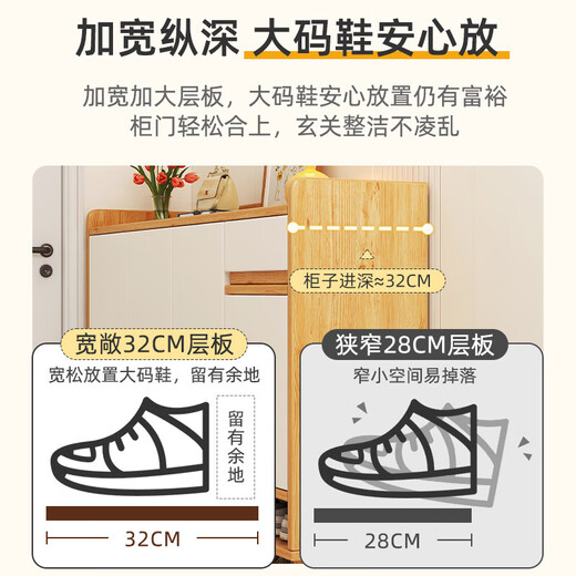 Zuodu Shoe Cabinet Entrance Cabinet Integrated Wall Entrance Cabinet 2025 New Storage Cabinet Home Large Capacity Shoe Cabinet Highly Recommended Four Doors and One Pull Morandi Gray 120cm