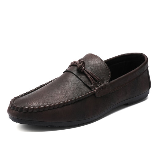 Yierkang Prince Doudou zapatillas para hombres 2025 nuevos zapatos de verano para hombres británicos zapatos de cuero casuales de cuero de cuero y zapatillas de tablero de cuero para todo el partido YL-D826 Brown 39