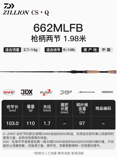 达亿瓦（DAIWA)23款DAIWA达亿瓦ZILLION子龙远投路亚竿2节竿远投碳素路亚钓鱼杆 国行21款直柄子龙CSQ马成682LXS[ 0米