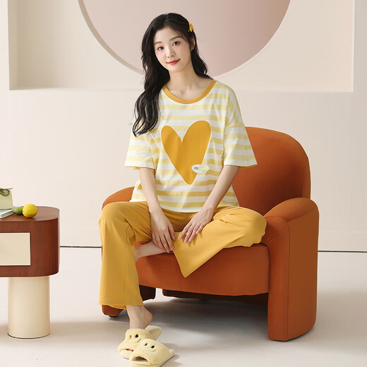 
Cat Man (MiiOW) pajamas for women in summer 2025 new pure cotton short-sleeved thin trousers cartoon cute style home clothing set Skin color love [7A antibacterial and anti-mites] L Recommended weight 100-120 Jin [Jin equals 0.5 kg]