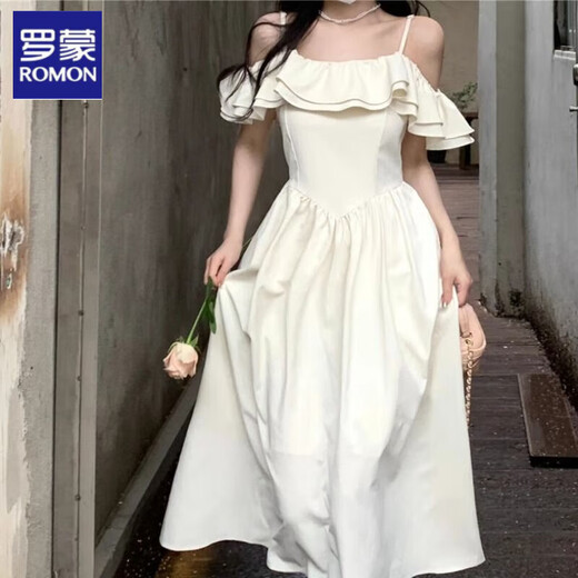 
Romon one-shoulder suspender dress for women's design niche summer 2025 new French gentle first love waist-hugging skirt 1098# S Recommended 80-90Jin [Jin equals 0.5 kg]