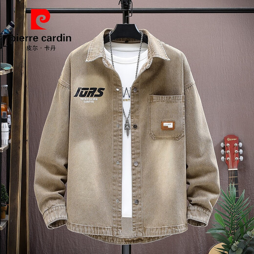皮尔卡丹（pierre cardin）牛仔外套春秋季新款高中生男孩青少年男装帅气大学生夹克衬衫套装 9207黑色(帽子可拆卸) 品质保证 XL (125-145斤左右)