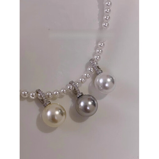 DL 1998 Fat Donglai same style pearl pendant single light luxury sparkling diamond temperament Shijia buckle s925 silver necklace simple and elegant 12mm Nanyang tea gold single