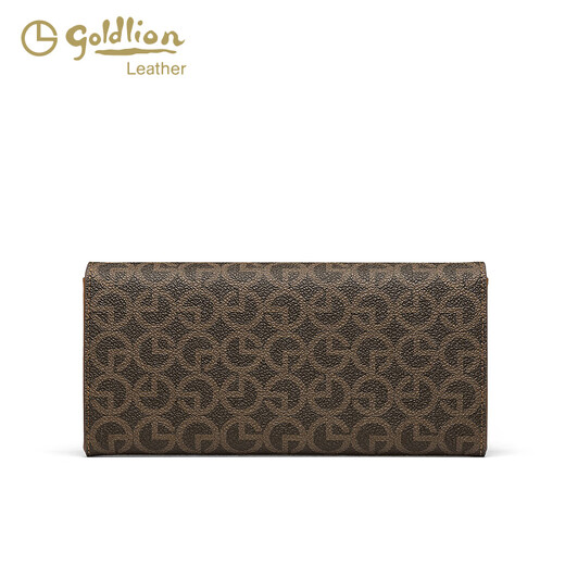 GY goldlion金利来钱包女新款印花时尚百搭简约小众设计感长款多卡位拉链卡包 米白