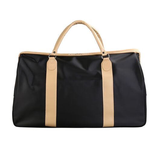 布潮喵时尚外出短途旅行包女手提包男大容量行李包防水可套拉杆旅行袋 黑色[加厚防水版可套拉杆] 大号[42升]