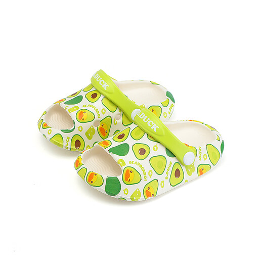 B.Duck Little Yellow Duck Children's Crocs Baby Slippers Boys and Girls Summer Sandals Toddlers Bath Non-Slip Green Size 21 Foot Length 12.0-12.7cm