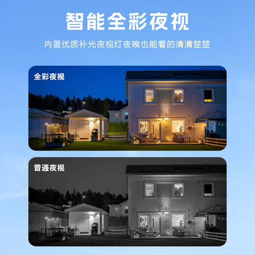EAKUN太阳能摄像头终身免流量室外无网无电无线监控器家用360度无死角全彩夜视手机远程128G存储款
