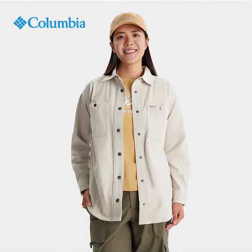 Columbia哥伦比亚衬衫女2025春夏新品户外翻领通勤休闲简约长袖衬衫AR9898 278 /米白色 2XL/175/96A