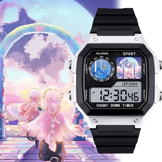 
Sky Light Escape Characters Anime Customized Watch Two-dimensional Smart Small Square Electronic Watch Men and Women's Model Students [Fashion Silver-Electronic Watch] z3882 Light Escape Super Value Gift Pack (Extra Long Battery + Gift Box Packaging)