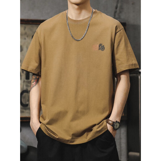 Reine Drei-Pin-Nadel-Modemarke Kurzärärmelte T-Shirt Herren Sommer Lose großgröße reines Baumwoll-T-Shirt American Retro Motorrad gedruckt halbärmelig HST1518 Dunkelgrau 10xl M 100-120jin [Jin gleich 0,5 kg]