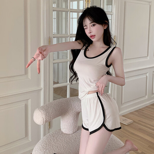 维多利亚的格调背心睡衣女夏款莫代尔吊带2025新款性感运动带胸垫一体奶白两件套 背心套装_12035_运动款_灰色_无 M