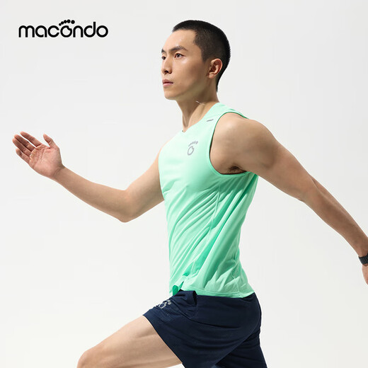 马孔多（macondo）运动背心3代吸湿速干透气跑步训练夜跑反光防磨 清新薄荷 男 XL