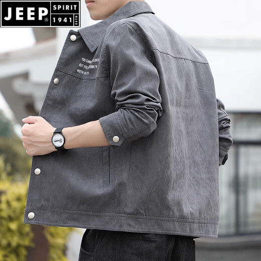 Jeep Spirit Suede Hong Kong Style Men's Jacket Fashion Fashion Top Autumn and Winter New Men's Shirt Jacket DDFS-FBZX-6627 White [Cana] M