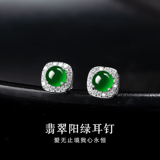 Jianlu Jade A-grade silver earrings for women, elegant and high-end jade earrings, mother's birthday gift for wife and mother