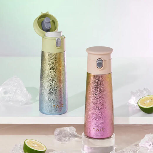 TAIC pure titanium thermos cup, one-click flip-up lid, lightweight cold-keeping accompanying water cup, small, portable, portable gift, Luluoqing, exquisite gift box, 420ml